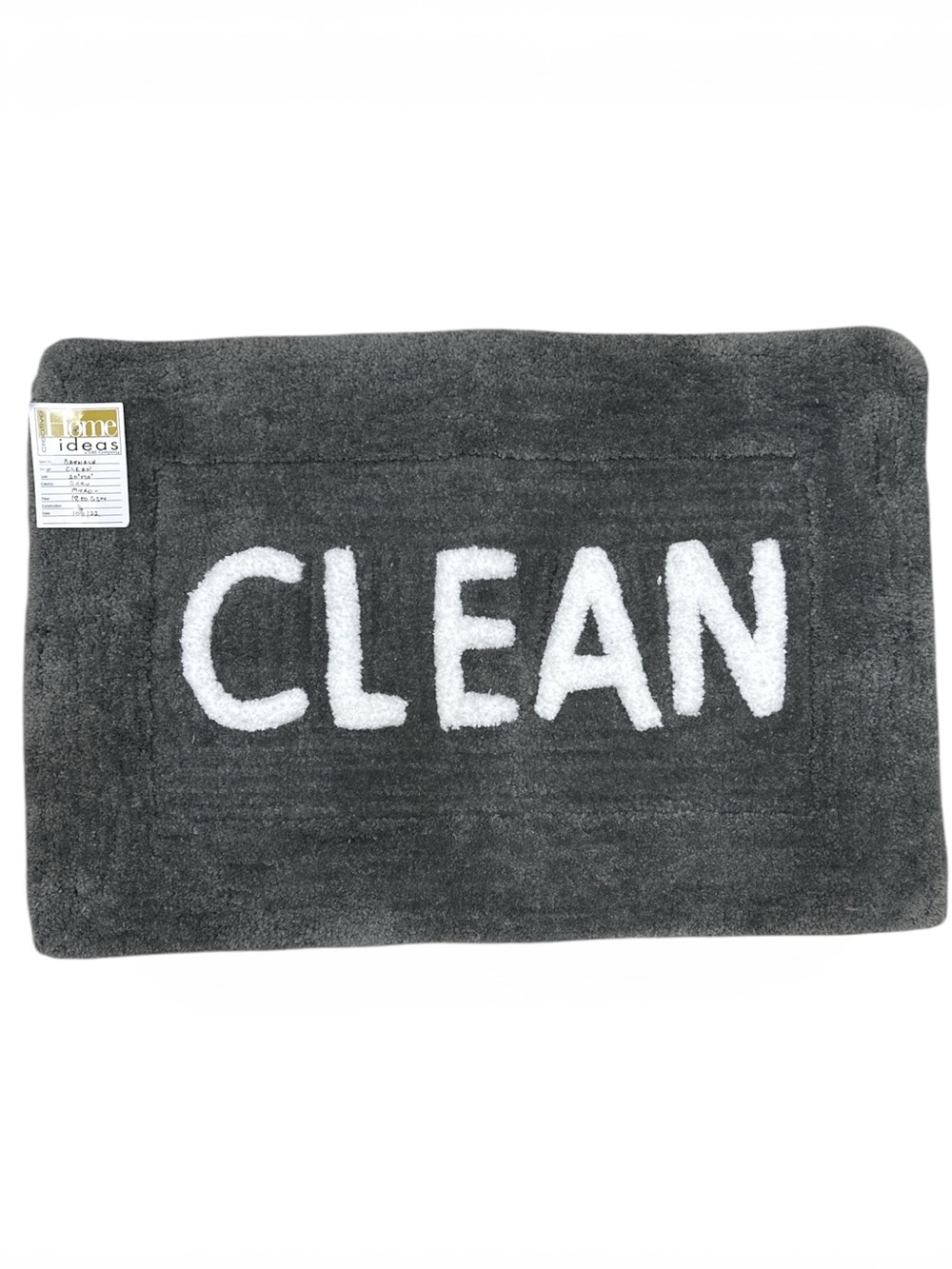 iHome Gray Plush Bath Mat with 'CLEAN' Tag